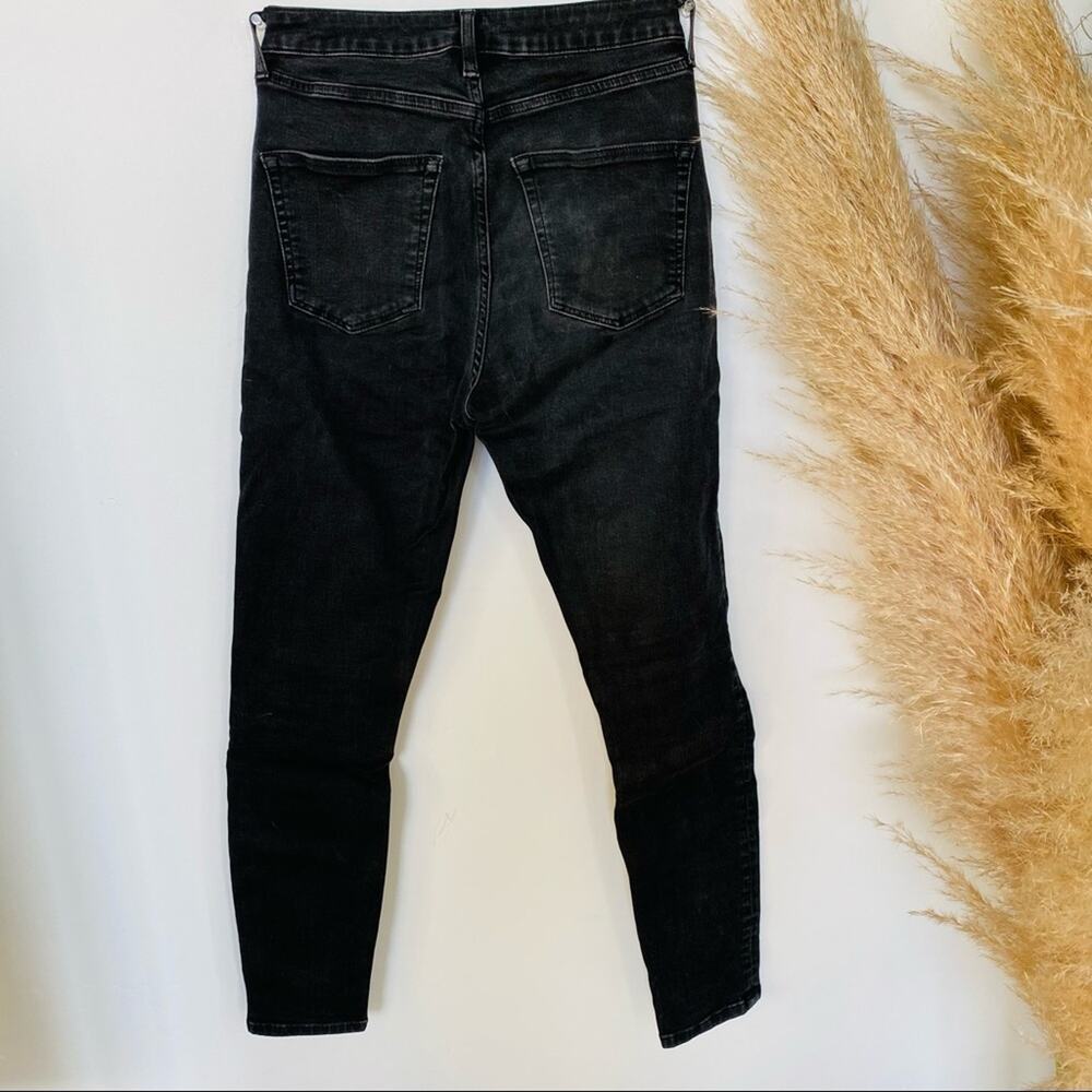 TOPSHOP Moto Washed Black Grey Denim Distressed Ripped High Rise Skinny Jeans 30 - Picture 11 of 12